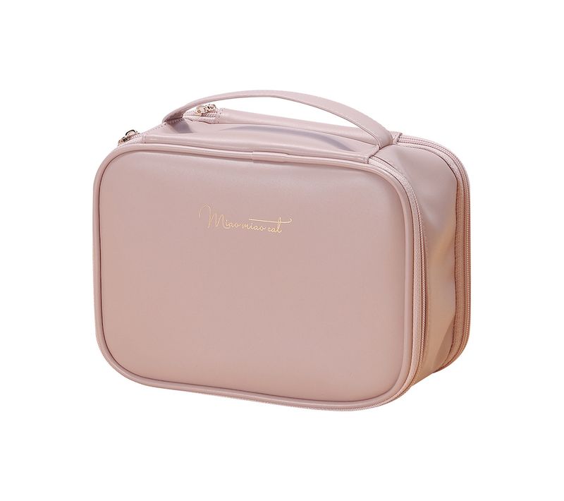 Trousse De Toilette En Cuir Pu Pour Femme - Rose, Grand Sac à Cosmétiques Pour Homme