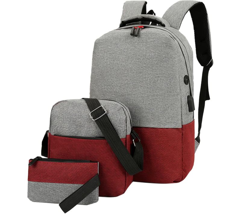 Rouge Sac à Dos 3 Pièces Couleur Sac De Voyage Ordinateur Sac D'affaires Épaule Décontracté
