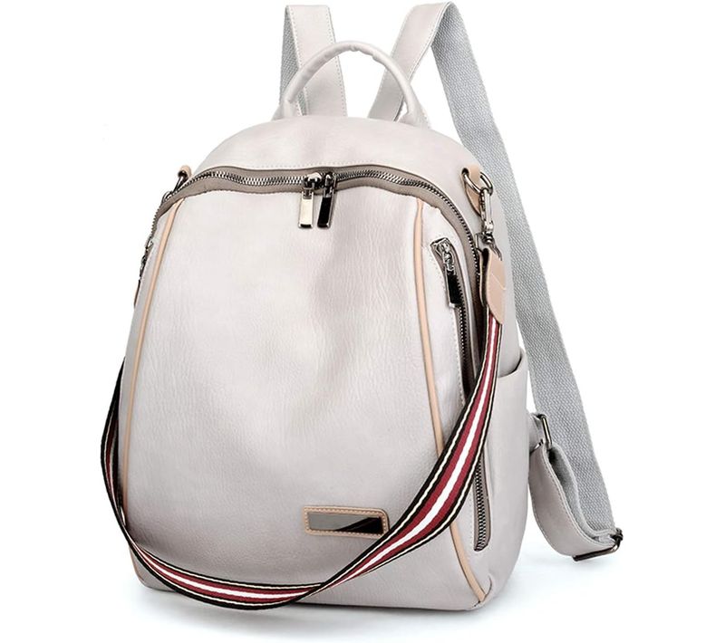Beige-sac à Dos Femme Sac à Bandoulière Filles Sac à Main Imperméable Sacs D'école 3 En 1