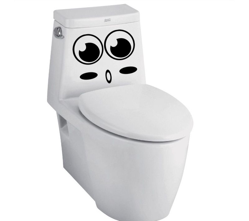 Stickers Wc Big Eyes O Mouth, Stickers Muraux Pour Wc, Salle De Bain, Cuisine, Pvc, 1 Couleur