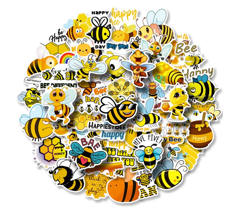 50 Autocollants De Les Abeilles Mignons Autocollants Kawaii Étanches En Vinyle Stickers De Les