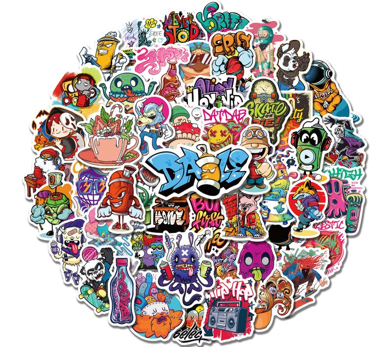 50pcs Style Graffiti De Rue Autocollants Pour Bouteilles D'eau Gobelet Bagages Planche à Roulett