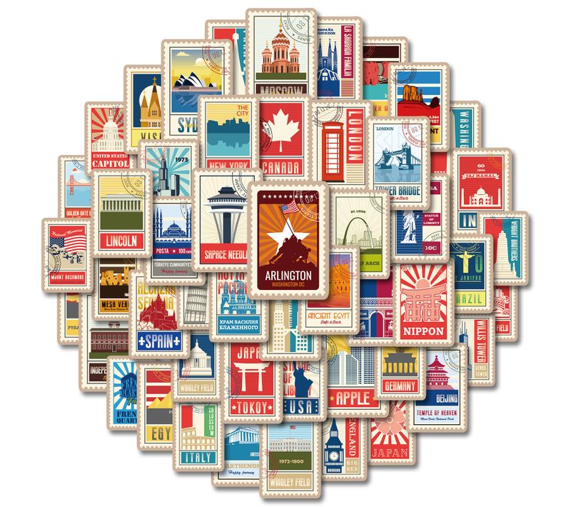 50pièce Carte De Voyage Ville Autocollants, Tourisme Mondial Attractions Pour Adultes, Adolescen