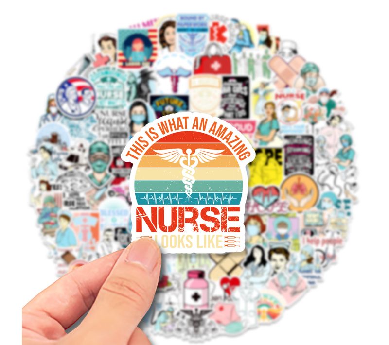 Lot De 50journée Des Infirmières  Autocollants Anime En Vinyle Pour Ordinateur Portable