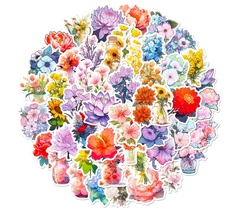 50feuilles Scrapbook Autocollant  Fleurs Autocollant Décoration Autocollant Planificateur
