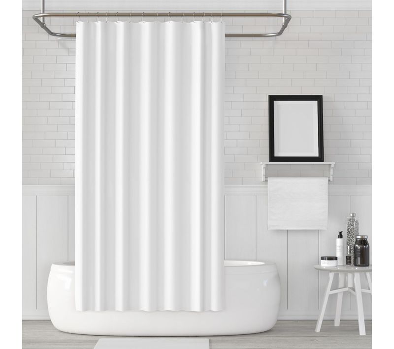 Rideau De Douche, Rideaux De Douche Blanc En Tissu Impermeable Et Anti-moisissure, Lavable