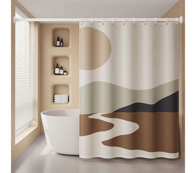 180 X 200cm Rideau De Douche Avec 12 Crochets Séchage Rapidecoucher De Soleil , Tissu Polyester