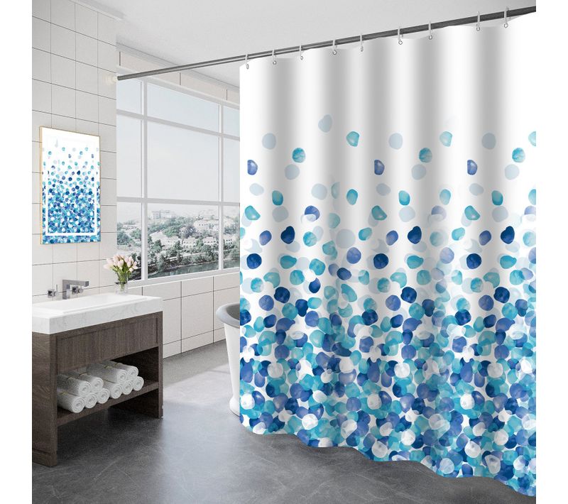 Rideau De Douche 180x100 Cm Pétales Bleus , Rideau De Douche En Polyester Avec Ourlet Et Crochet