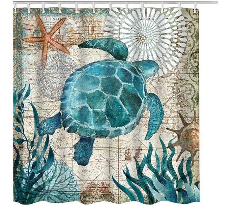 Petit Rideau De Douche Avec Crochet Tortue 180 * 200cm , Haute Qualité Imperméable à L'eau