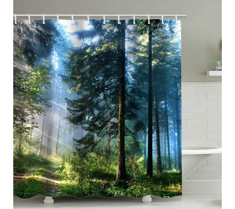 Rideau De Douche Imperméable à La Moisissure Forest Sunshine 180 X 200 Cm En Tissu Antibactérien