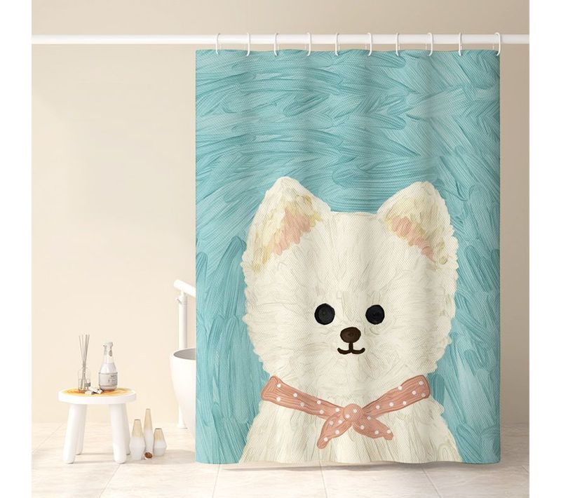 120*180cm Cartoon Puppy Shower Curtain 1#, Rideau De Douche Imperméable Avec Crochets