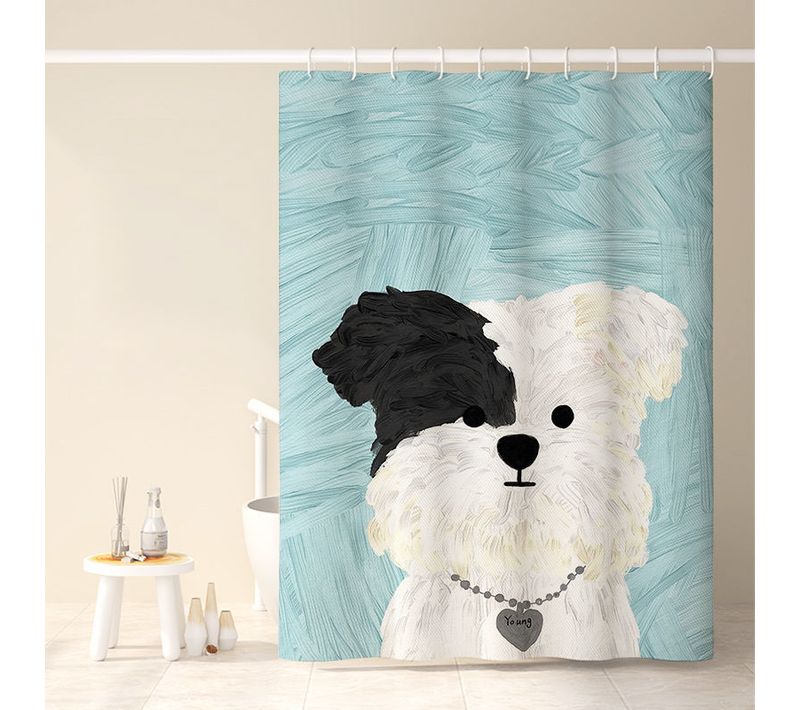 120*180cm Cartoon Puppy Shower Curtain 2#, Rideau De Douche Imperméable Avec Crochets