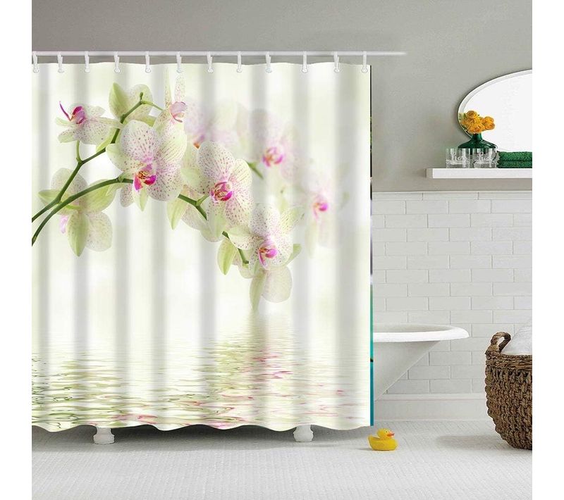 Rideau De Douche En Polyester Imperméable Avec Crochets Moderne 180 X 180 Cm Flowers