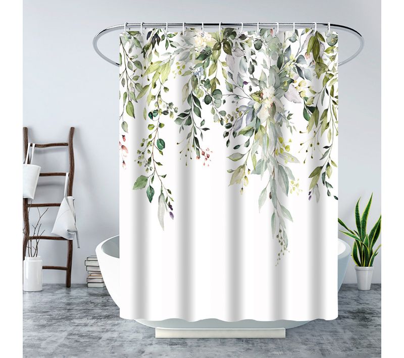 180x180cm，vert Rideau De Douche Floral Avec 12 Crochets, Rideaux De Douche En Polysilicium Imper