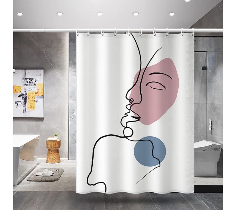 180x200 Cm，modèle De Visage Humain Abstrait Rideau De Douche Anti Moisissure ,rideau De Douche