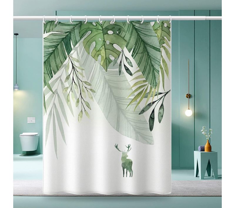 180x200 Cm,motif De Feuilles De Plantes Rideau De Douche Anti Moisissure ,rideau De Douche