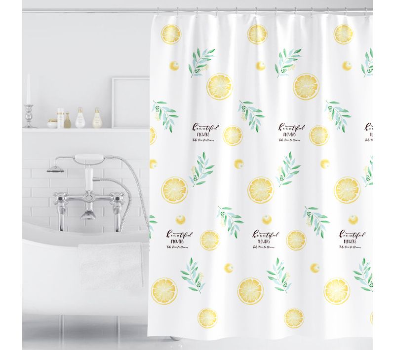 Motif De Citron  Rideau De Douche 180x200cm Polyester Imperméable Tissu Lavable En Machine