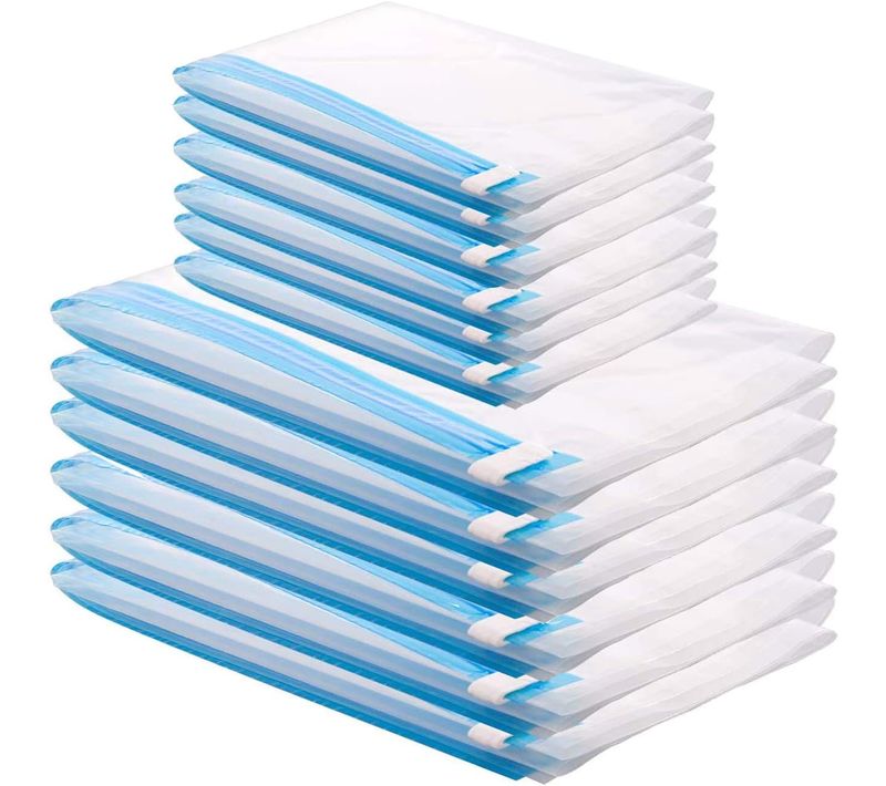 Sacs De Rangement Sous Vide 12 Pièces  6 Sacs 60x40cm Et 6 Sacs 50x35cm, Pas Besoin De Pompepour