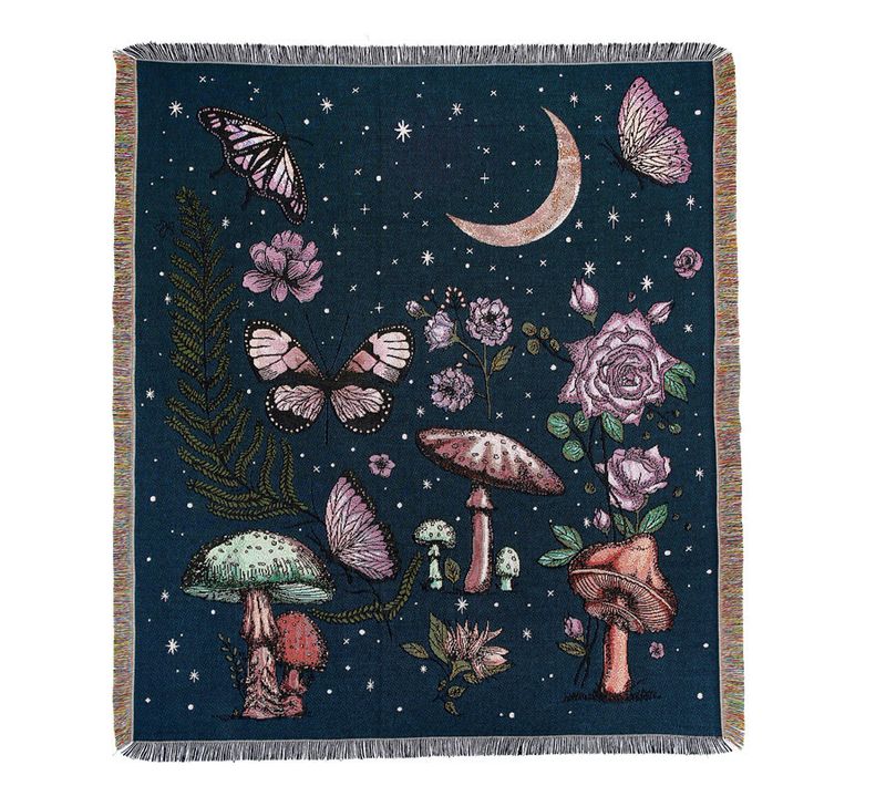 Plaid De Canapé Tricotée Décorée Avec Des Franges - 160x130 Cm - Bleu