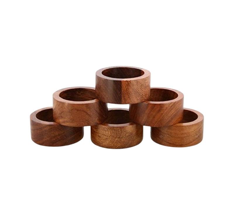Lot De 12 Ronds De Serviette En Bois Faits à La Main Pour Décoration De Table De Dîner, Fête