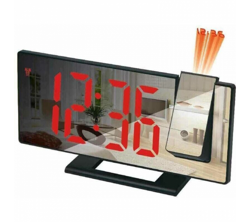 (boîtier Noir Avec Texte Rouge) Réveil Projecteur, Réveil à Projection 180°, Horloge Numérique