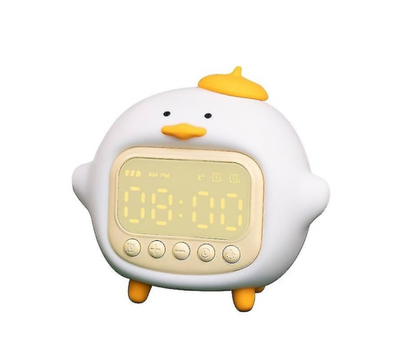 (blanc) Réveil Hug Duck Veilleuse Avec Heure Horloge Électronique Rechargeable Créative