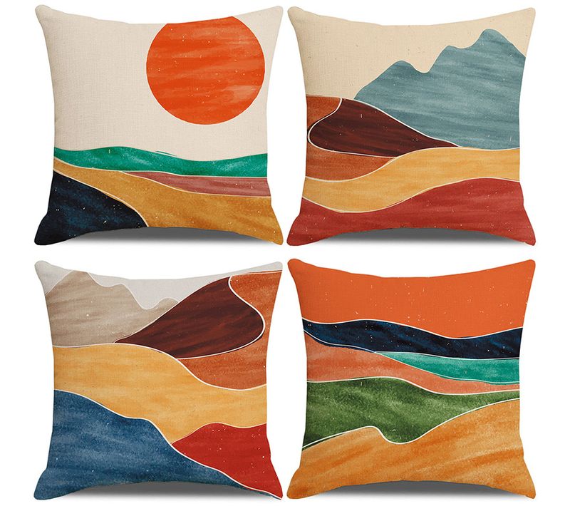 Fournitures De Décoration Pour La Maison Housse De Coussin En Lin Paysage Lever Du Soleil