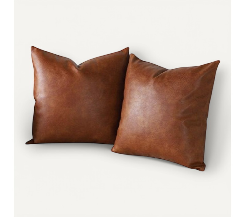Lot De 2 45*45 Cm Housses De Coussins Luxe En Cuir Artificiel Décoration Confortable Moderne