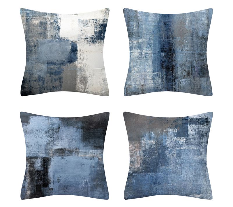 Housse De Coussin 45x45 Cm Canapé Taie D'oreiller Décoratif Carré Bleu Et Bleu Ardoise