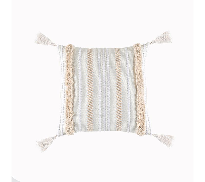 Lot De 2 Boho Housse De Coussin, Décoratives Doux Taies D'oreiller 50x50cm Avec Tufted Tassel