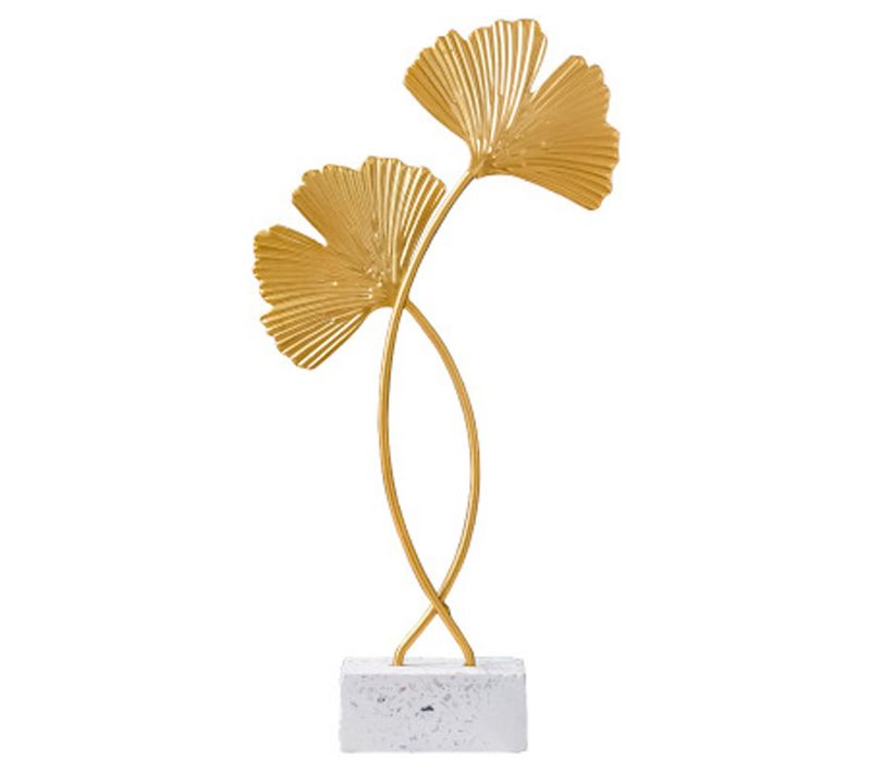 Doré 21cm Feuilles Doré, Ginkgo Biloba Ornements, Décoration En Metal Pour Salon Extérieur