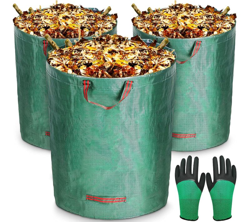 Sacs Poubelles 3x272l, Sacs Pour Déchets De Jardin En Polypropylène Extrêmement Résistant, Pliables