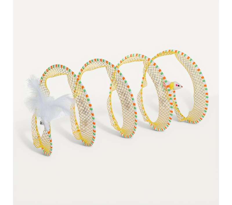 Jouets Pour Chats Jaune ,tunnel Pliable Pour Chat,jouets En Plumes Avec Cloche Pour Chats