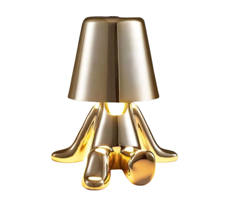 Lampe De Bureau LED Créative Golden Man, Chargement USB, 3 Niveaux De Luminosité