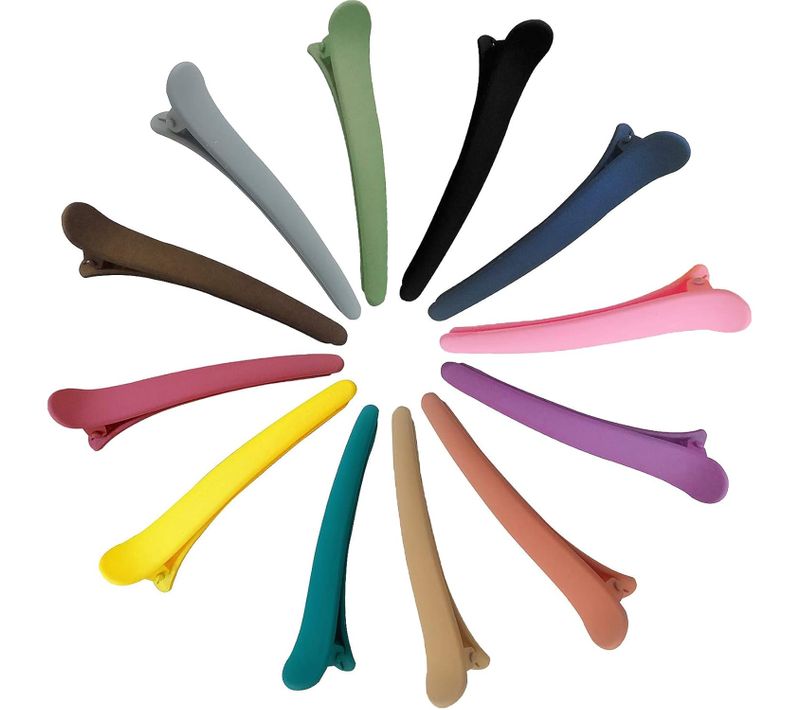 12 Pièces Pince Cheveux,crocodile Pinces à Bec De Canard Multicolore Barrettes En Plastique Clips