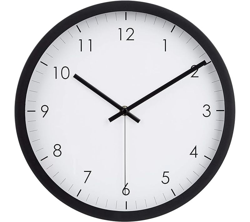 Basics Traditional Wall Clock, Black, 12"
