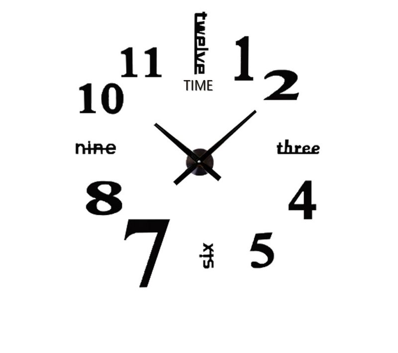 30cm Diy Large Wall Clock Sticker Black Living Room Bed