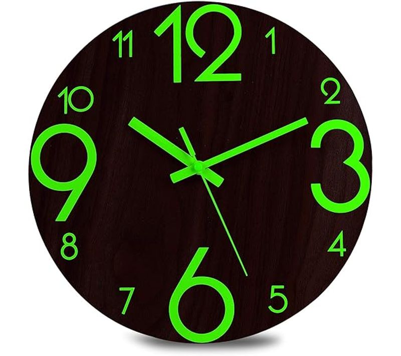 30cm (flat Numbers) Luminous Wall Clock - Silent Fluore