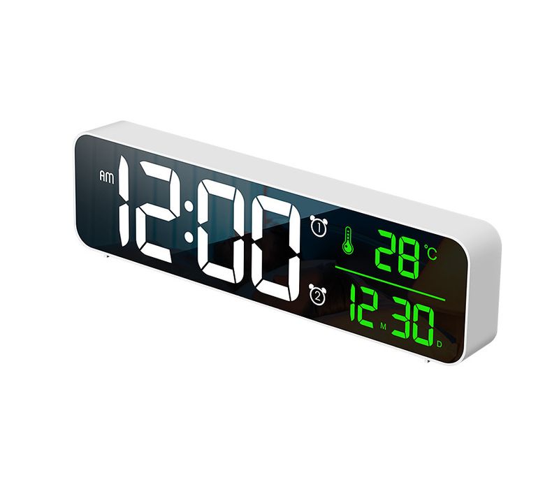 White Digital Alarm Clock, Wall Clock Morning Wake-up L
