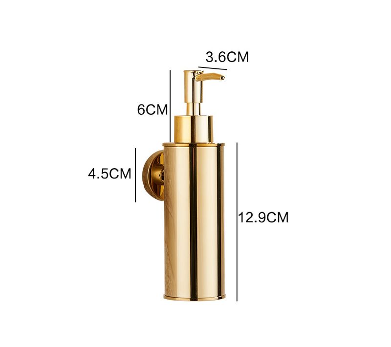 Distributeur de savon mural en acier inoxydable 304 doré pour gel douche et savon pour les mains