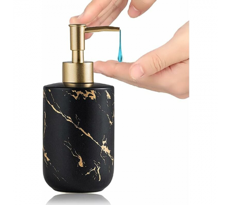 (noir) Distributeur De Savon 300 Ml Texture Marbre Distributeur De Gel Douche Accessoires