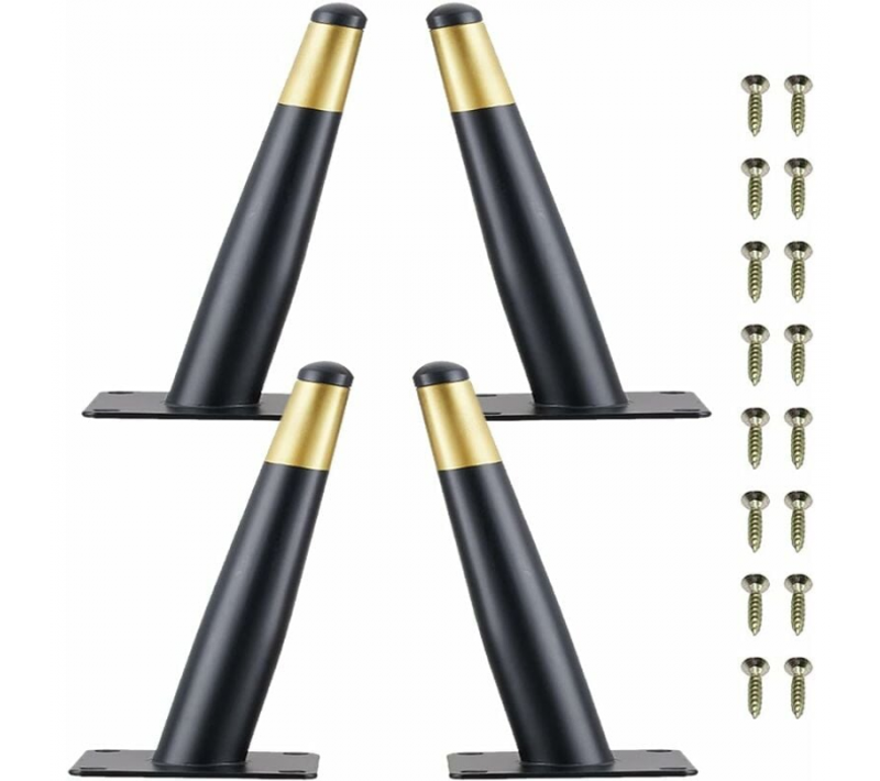 Lot De 4 Pieds De Meuble En Métal 12 Cm Pour Table Et Chaise Avec Base Silencieuse Antidérapante