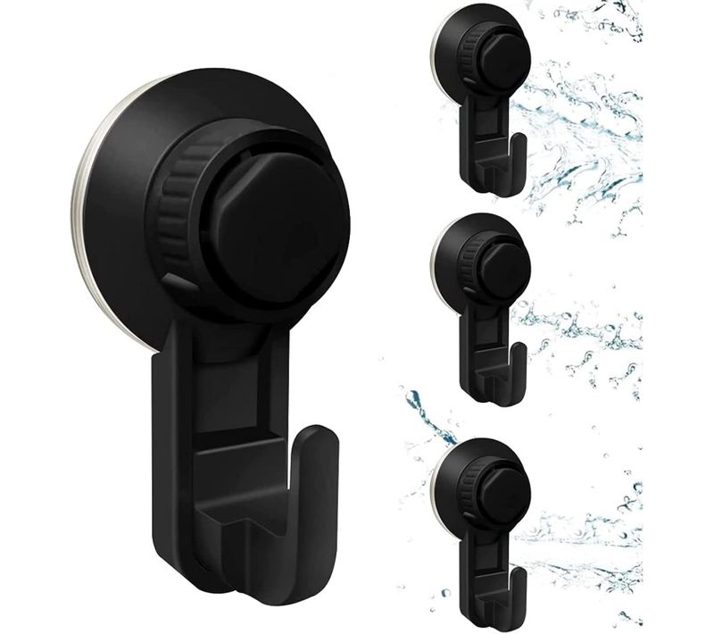 4 Pièces Crochet à Ventouse Sous Vide,crochet Ventouse Mural Crochets  Pour Cuisine (noir )