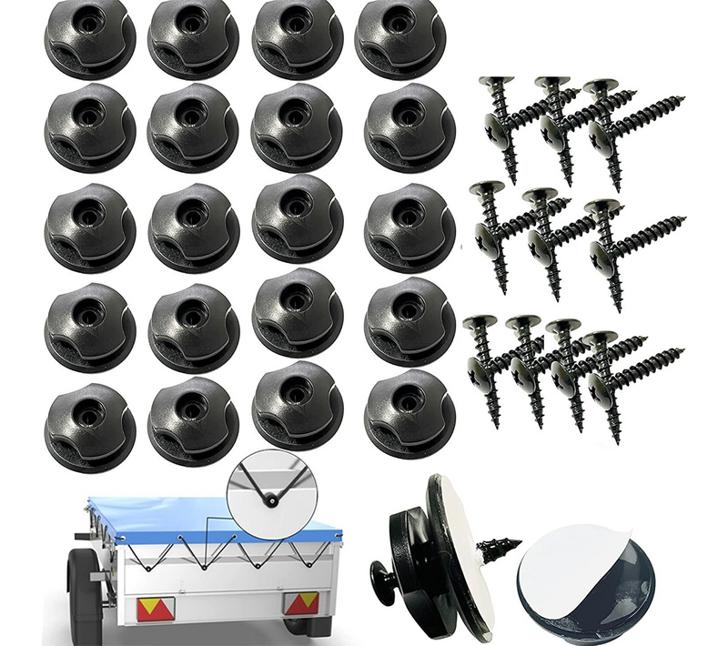 Crochet Ridelle De Bâche Ronds Inclus Vis Lot De 20 Boutons Ronds (20 Pièces) Pour Filet Remorque