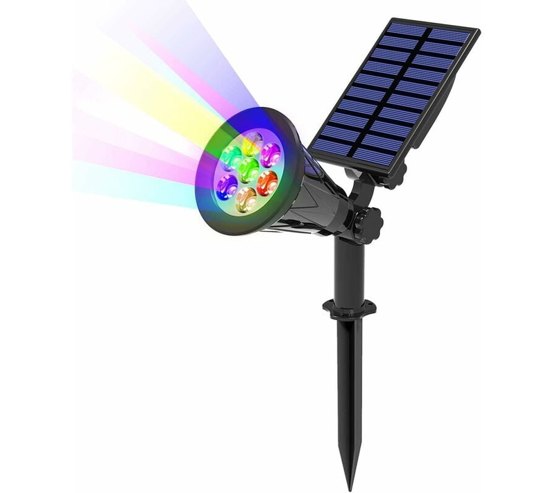 Lot De 2 Lampes Solaires à 7 LED, Projecteur Solaire D'extérieur, Étanche Sans Fil, Ip65