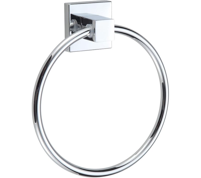 Anneau Porte-serviettes Mural Chromé Simple Pour Salle De Bain, Argent