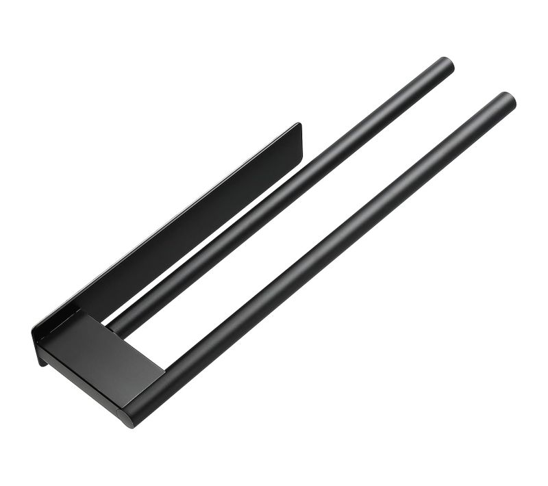 Porte-serviettes De Salle De Bain Noir Sans Perçage, Double Porte-serviettes En Acier Inoxydabl