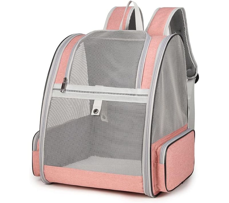 Rose - Sac De Transport Pour Chats Et Petits Chiens 7,5 Kg, Sac à Dos En Maille Respirante