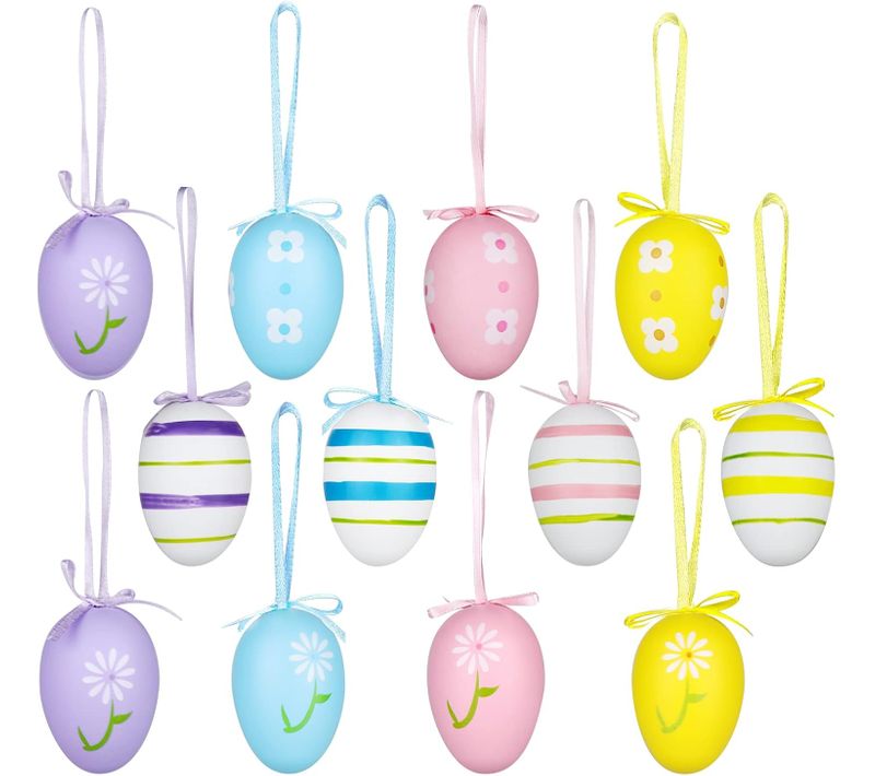 12 Pièces De Décorations D'œufs De Pâques à Suspendre - Décorations D'arbre De Pâques
