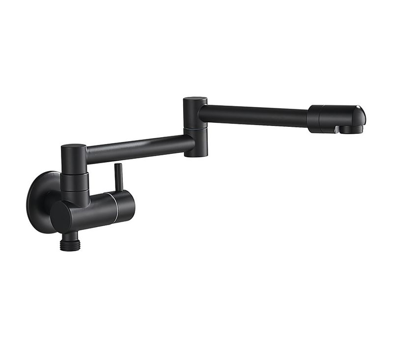 Robinet De Cuisine Encastré Télescopique Pliant Noir, Robinet Mural En Laiton